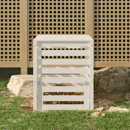Komposter Weiß 63,5x63,5x77,5 cm Massivholz Kiefer