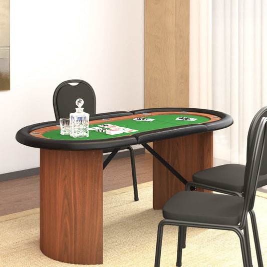 Pokertisch 10 Spieler Grün 160x80x75 cm
