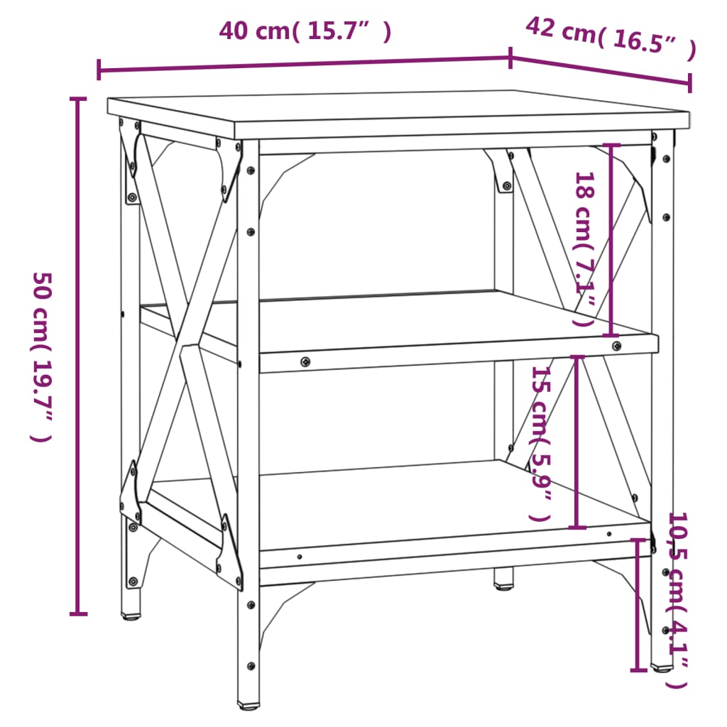 Beistelltische 2 Stk. Grau Sonoma 40x42x50 cm Holzwerkstoff