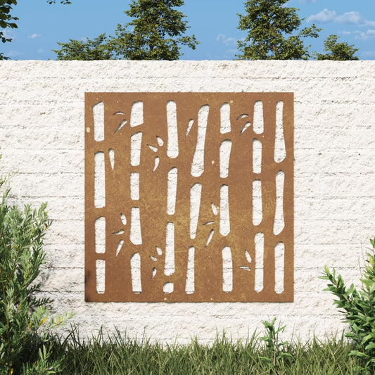 Garten-Wanddeko 55x55 cm Cortenstahl Bambus-Design