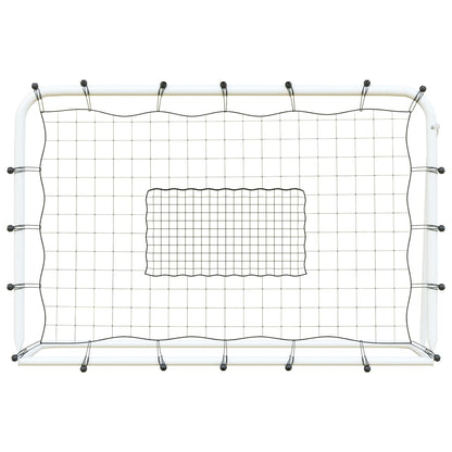 Fußball-Rebounder Weiß & Schwarz 184x61x123 cm Stahl & PE