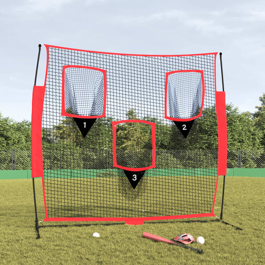 Baseball-Netz Tragbar Schwarz und Rot 183x105x183cm Polyester