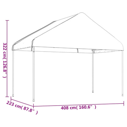 Pavillon mit Dach Weiß 4,08x2,23x3,22 m Polyethylen
