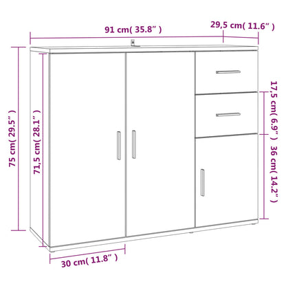 Sideboard Hochglanz-Weiß 91x29,5x75 cm