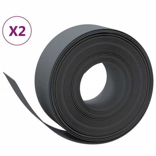 Rasenkanten 2 Stk. Grau 10 m 20 cm Polyethylen