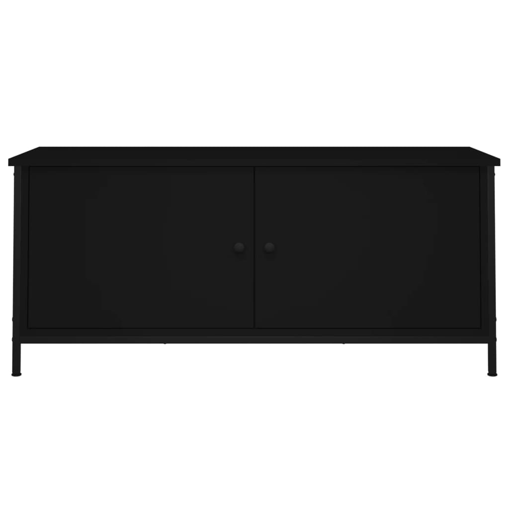 TV-Schrank mit Türen Schwarz 102x35x45 cm Holzwerkstoff