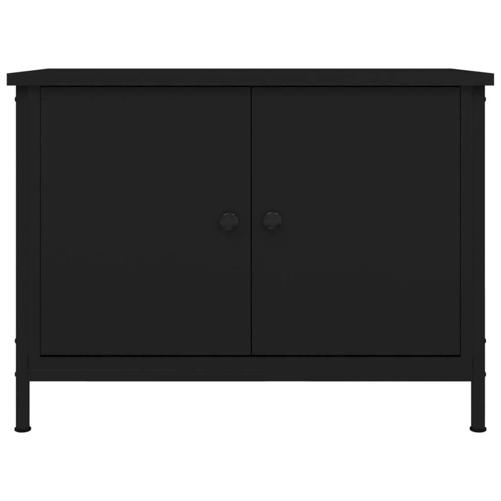 TV-Schrank mit Türen Schwarz 60x35x45 cm Holzwerkstoff