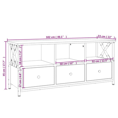 TV-Schrank Schwarz 102x33x45 cm Holzwerkstoff und Eisen