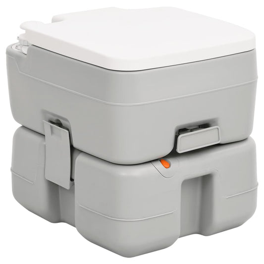 Camping-Toilette Tragbar Grau und Weiß 15+10 L HDPE