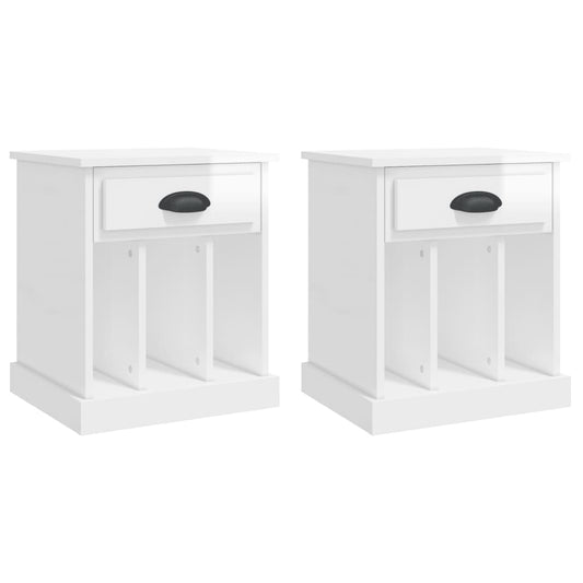 Nachttische 2 Stk. Hochglanz-Weiß 43x36x50 cm