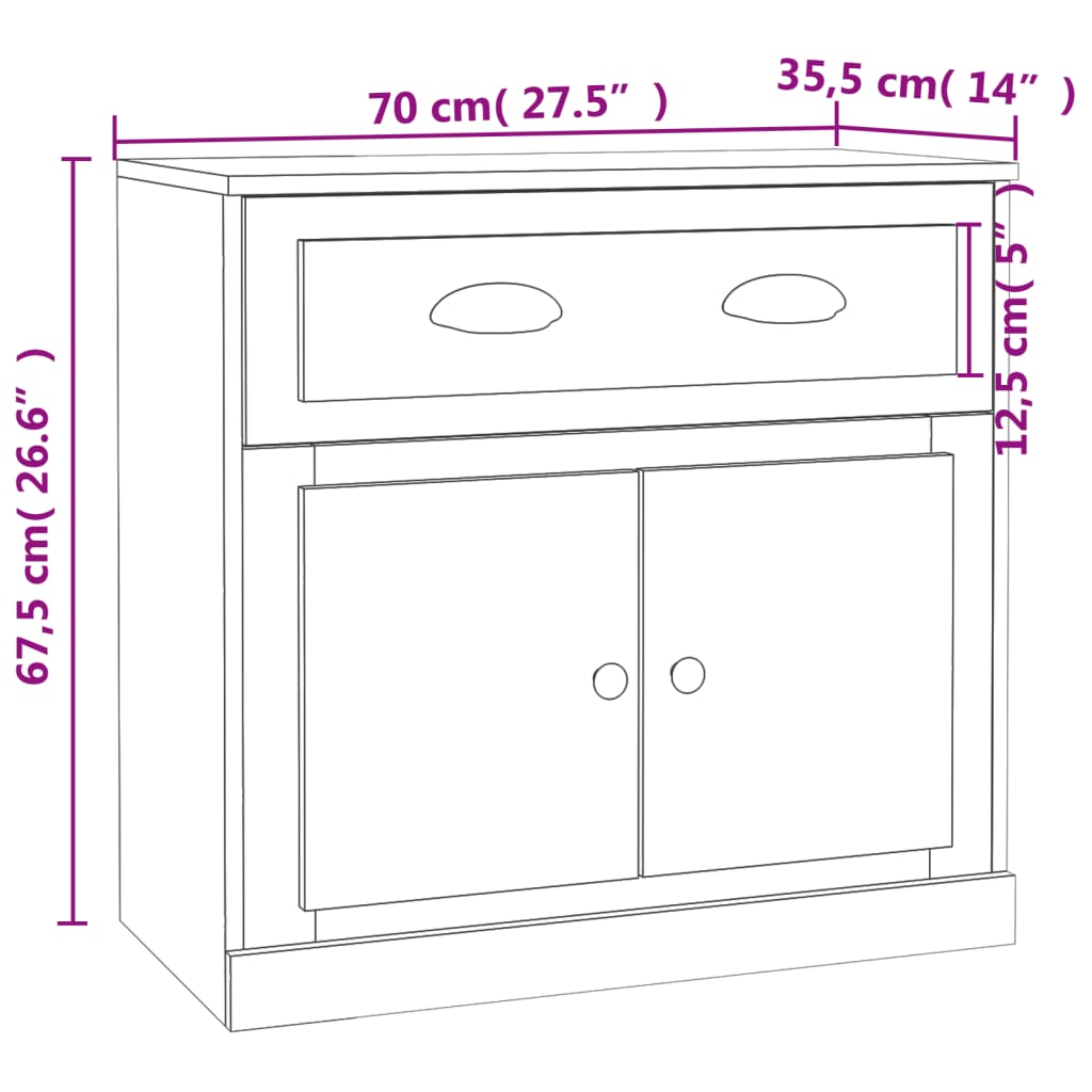 Sideboard Schwarz 70x35,5x67,5 cm