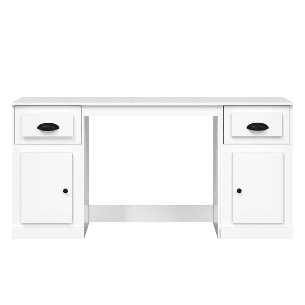 Schreibtisch mit Stauraum Hochglanz-Weiß