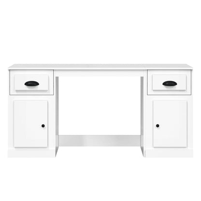 Schreibtisch mit Stauraum Hochglanz-Weiß