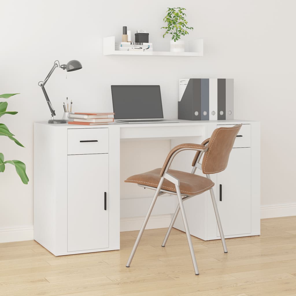 Schreibtisch mit Stauraum Weiß