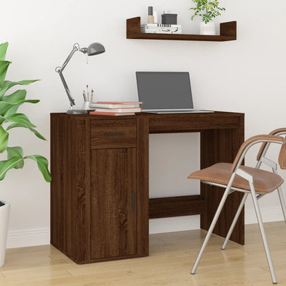 Schreibtisch mit Stauraum Braun Eichen-Optik