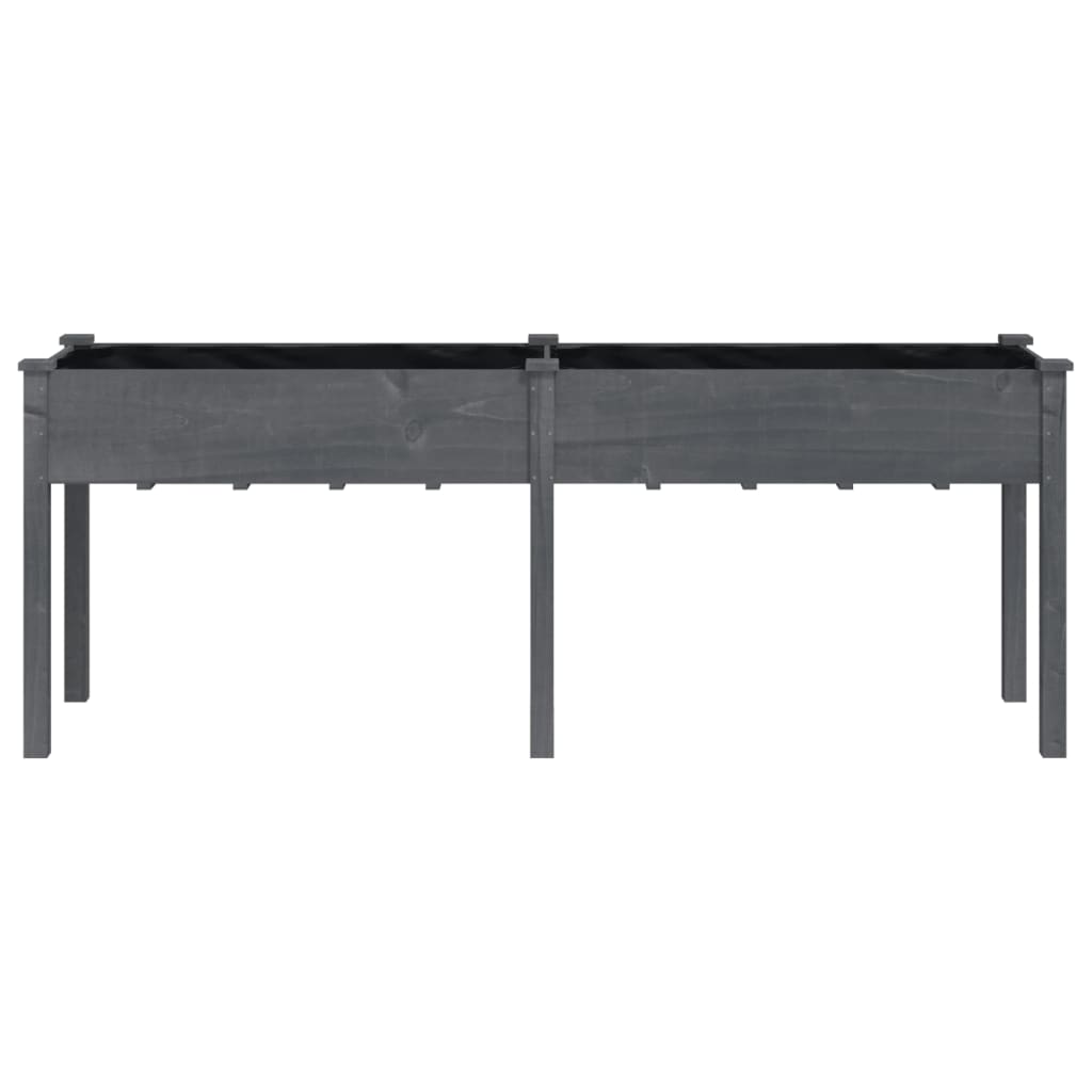 Pflanzkübel mit Einsatz Grau 203x53x76 cm Massivholz Tanne