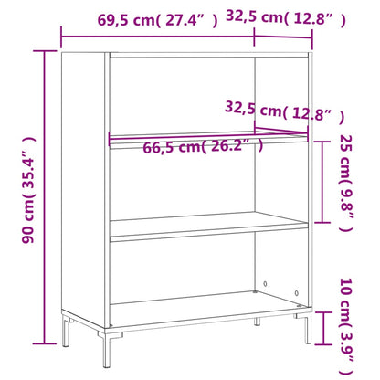 Bücherregal Grau Sonoma 69,5x32,5x90 cm Holzwerkstoff