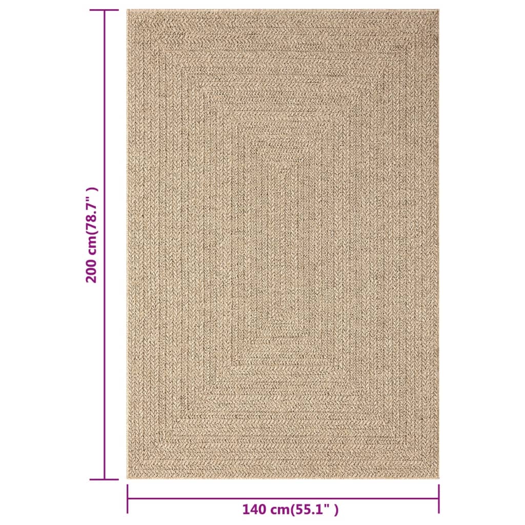 Teppich ZIZUR 140x200 cm Jute-Optik Indoor und Outdoor
