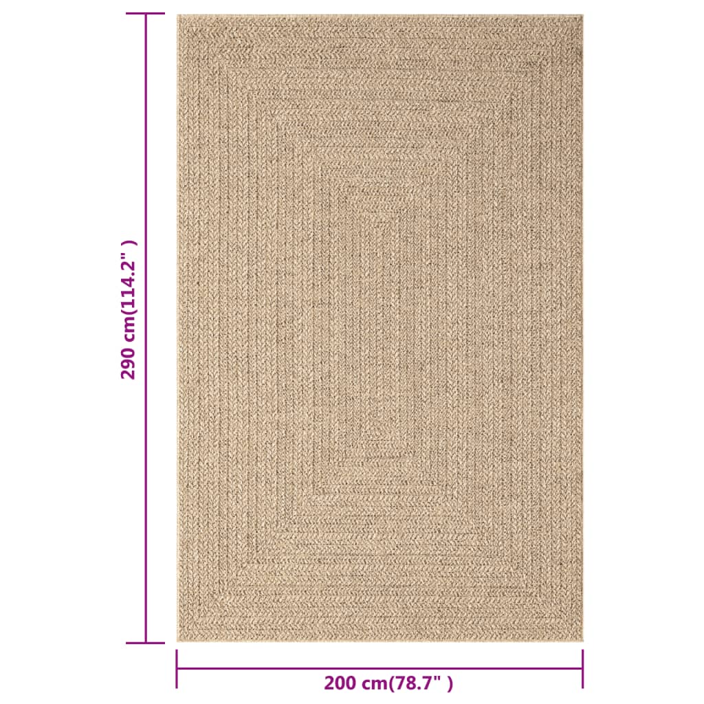 Teppich ZIZUR 200x290 cm Jute-Optik Indoor und Outdoor