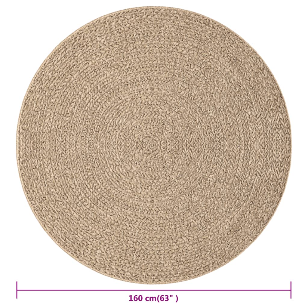 Teppich ZIZUR 160 cm Jute-Optik Indoor und Outdoor