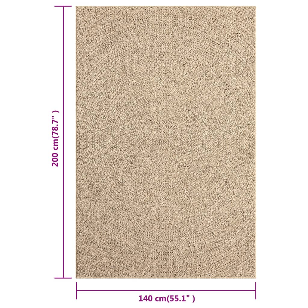 Teppich ZIZUR 140x200 cm Jute-Optik Indoor und Outdoor