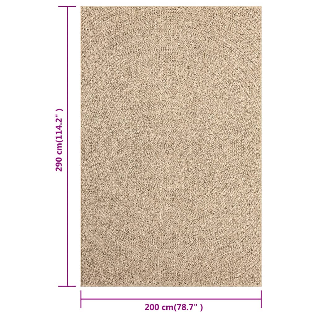 Teppich ZIZUR 200x290 cm Jute-Optik Indoor und Outdoor