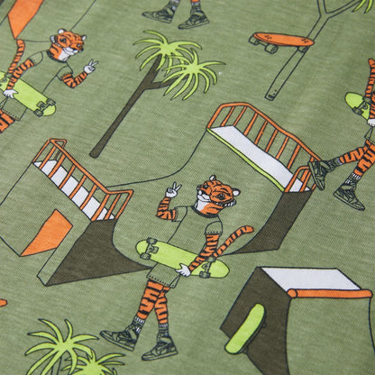 Kinderpyjama mit Kurzen Ärmeln Hellkhaki Tiger  92