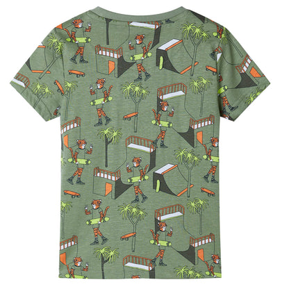 Kinderpyjama mit Kurzen Ärmeln Hellkhaki Tiger 116