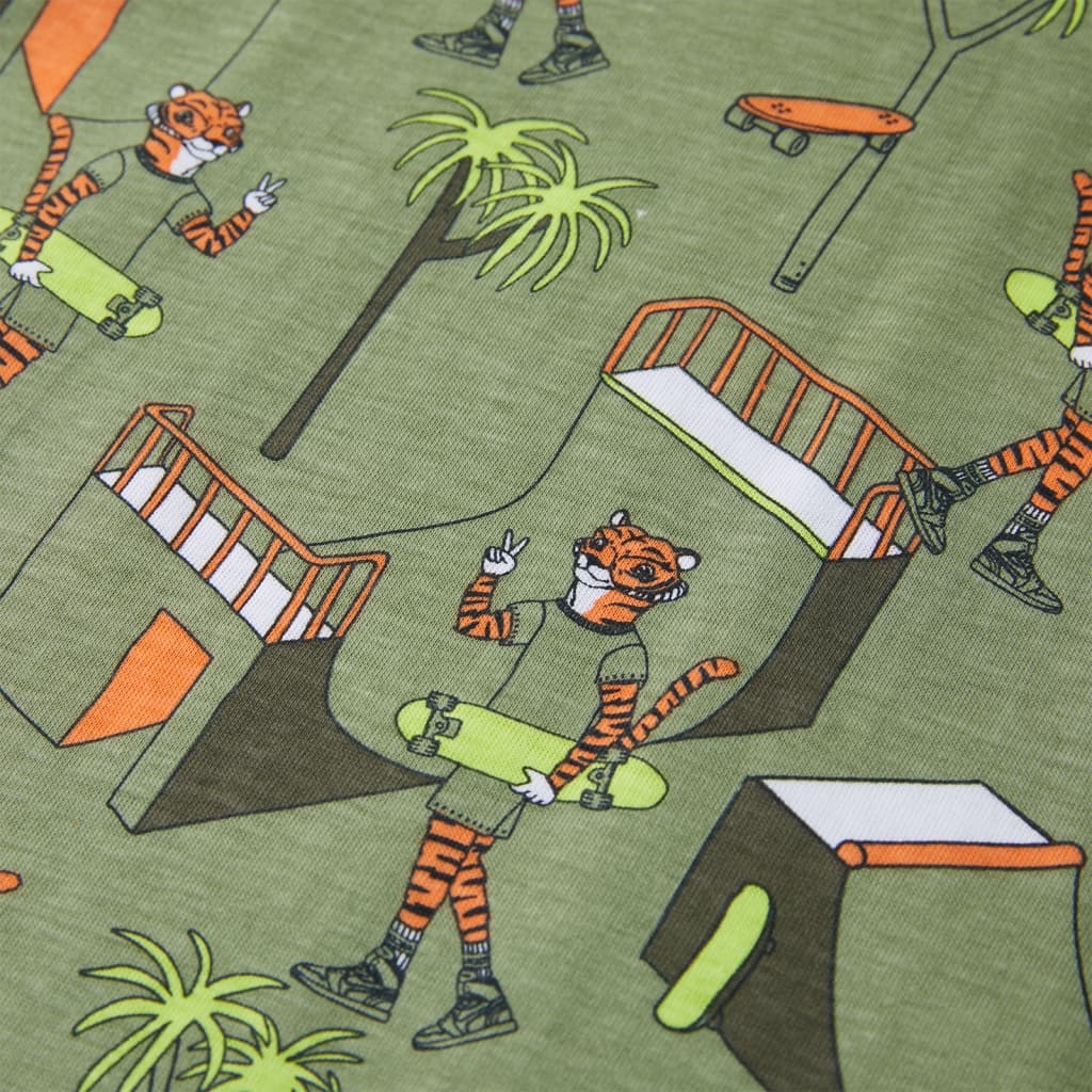 Kinderpyjama mit Kurzen Ärmeln Hellkhaki Tiger 116
