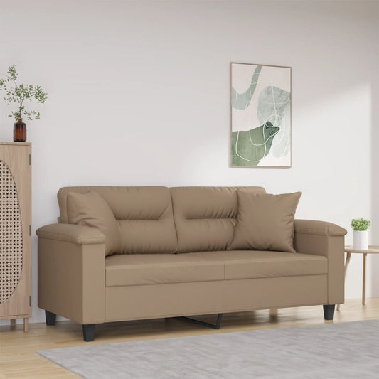 vidaXL 2-Sitzer-Sofa mit Zierkissen Cappuccino-Braun 140 cm Kunstleder