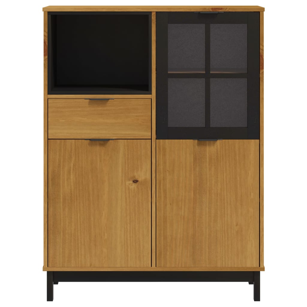 Highboard mit Glastür FLAM 92x40x122,5 cm Massivholz Kiefer