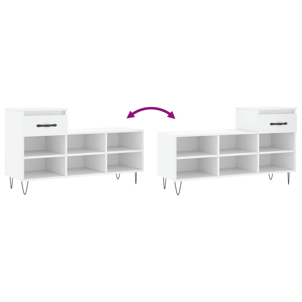 Schuhregal Weiß 102x36x60 cm Holzwerkstoff