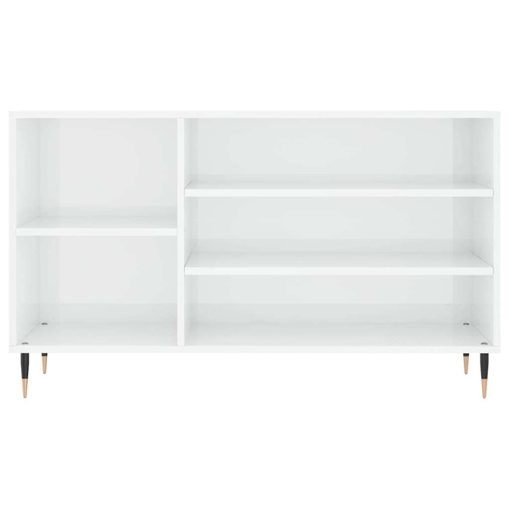 Schuhregal Hochglanz-Weiß 102x36x60 cm Holzwerkstoff