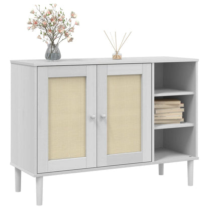 Sideboard SENJA Rattan-Optik Weiß 112x40x80 cm Kiefernholz