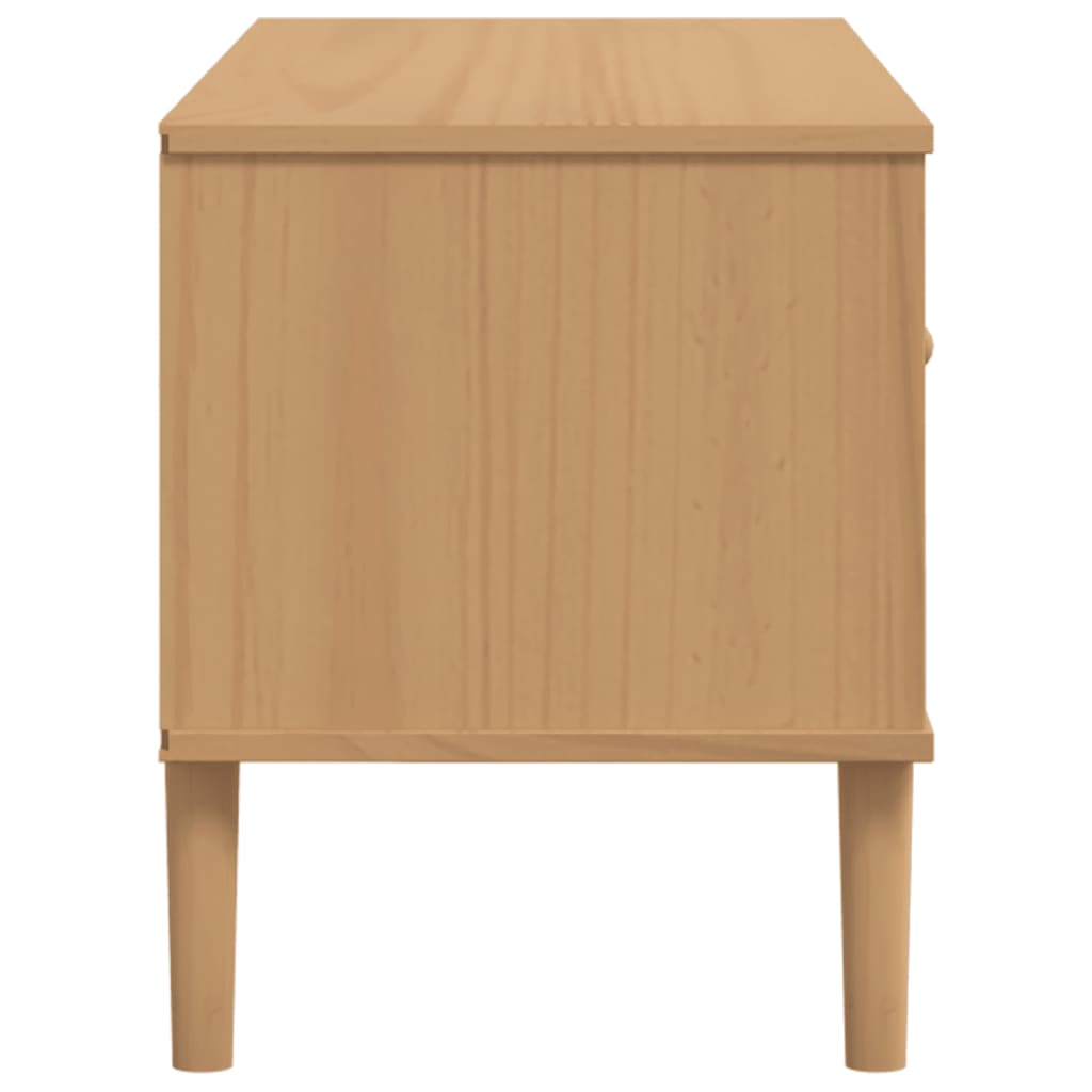 TV-Schrank SENJA Rattan-Optik Braun 106x40x49 cm Kiefernholz