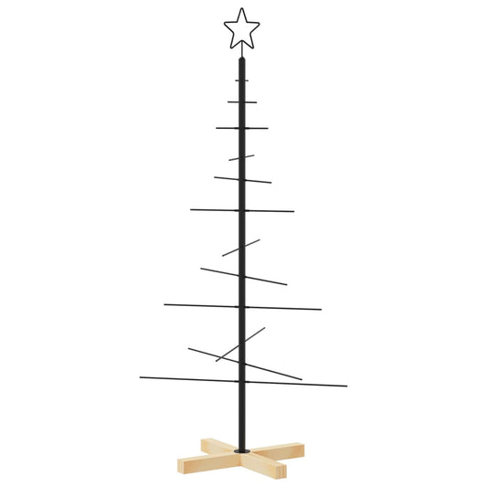 Weihnachtsbaum Metall mit Holzständer Schwarz 120 cm