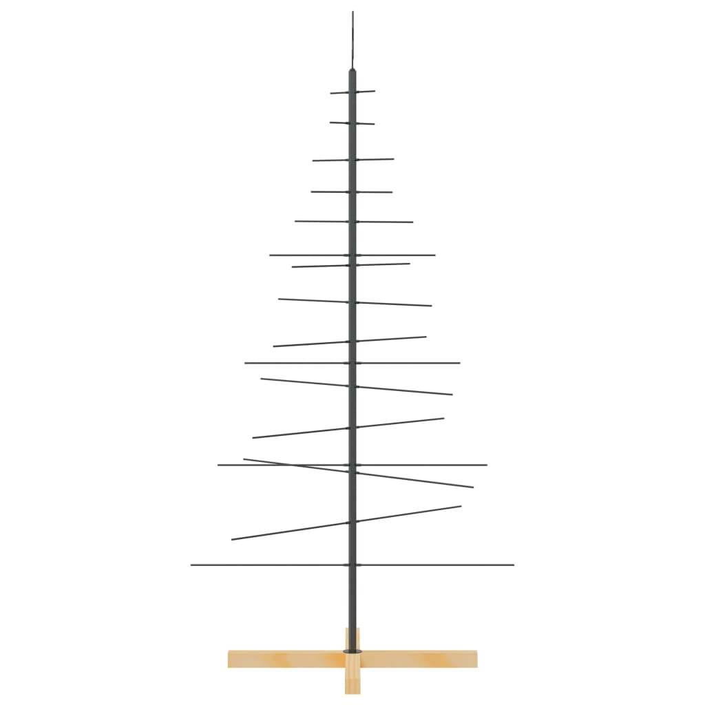 Weihnachtsbaum Metall mit Holzständer Schwarz 150 cm