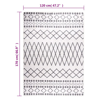 Teppich Waschbar Schwarz und Weiß 120x170 cm Rutschfest
