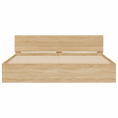 Bettgestell mit Kopfteil Sonoma-Eiche 200x200 cm