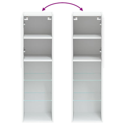 TV-Schränke mit LED-Leuchten 2 Stk. Weiß 30,5x30x102 cm