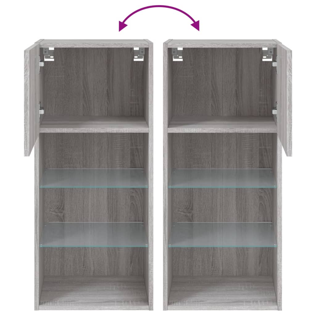 TV-Schrank mit LED-Leuchten Grau Sonoma 40,5x30x90 cm