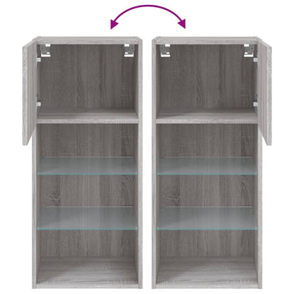 TV-Schrank mit LED-Leuchten Grau Sonoma 40,5x30x90 cm